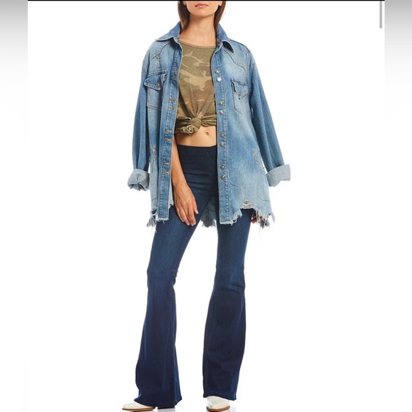 NWT Free People Gummy Pull-On Dark Blue Wash F Black - Picture 4 of 5